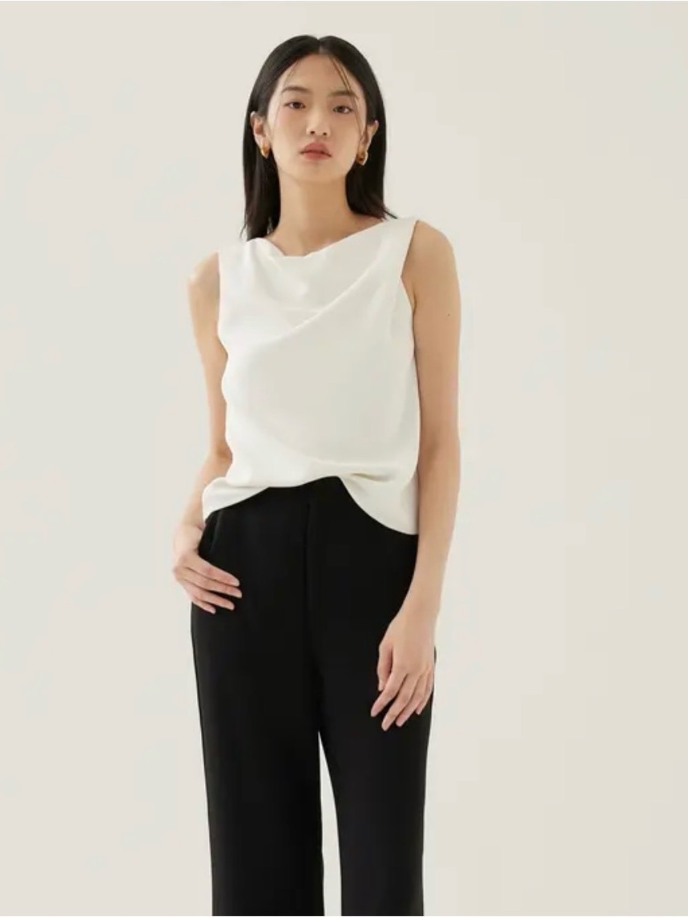 Love Bonito Sleeveless Cowl Neck Tank Top in White - Picture 2 of 5